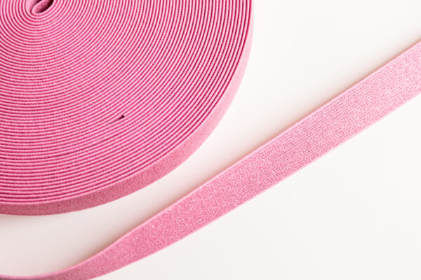 Roze glitter elastiek 25mm